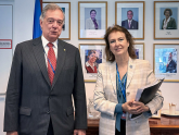 Mondino con el Ministro de Agricultura, Ganadería y Pesca de Uruguay, Fernando Mattos Costa