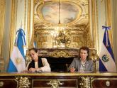 Bukele en Argentina: Mondino y su par salvadoreña firmaron acuerdos en el Palacio San Martín