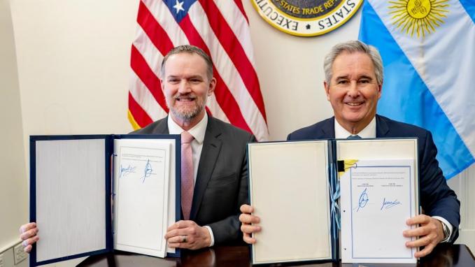 Jamieson Greer, Representante Comercial de Estados Unidos y el Canciller Pablo Quirno